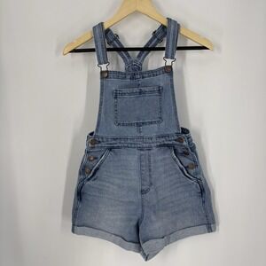 Hollister Womens High Rise Mom Short Overalls Size‎ XS 4" Inseam Cowgirl Rodeo